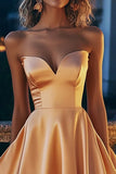 Light Orange Satin Sweetheart Short Homecoming Dress with Ruffles