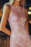 Sparkly Pink Bodycon Sequin Short Cocktail Homecoming Dress with Feathers