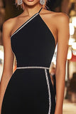 Sparkly Black Bodycon Short Cocktail Dress with Rhinestones