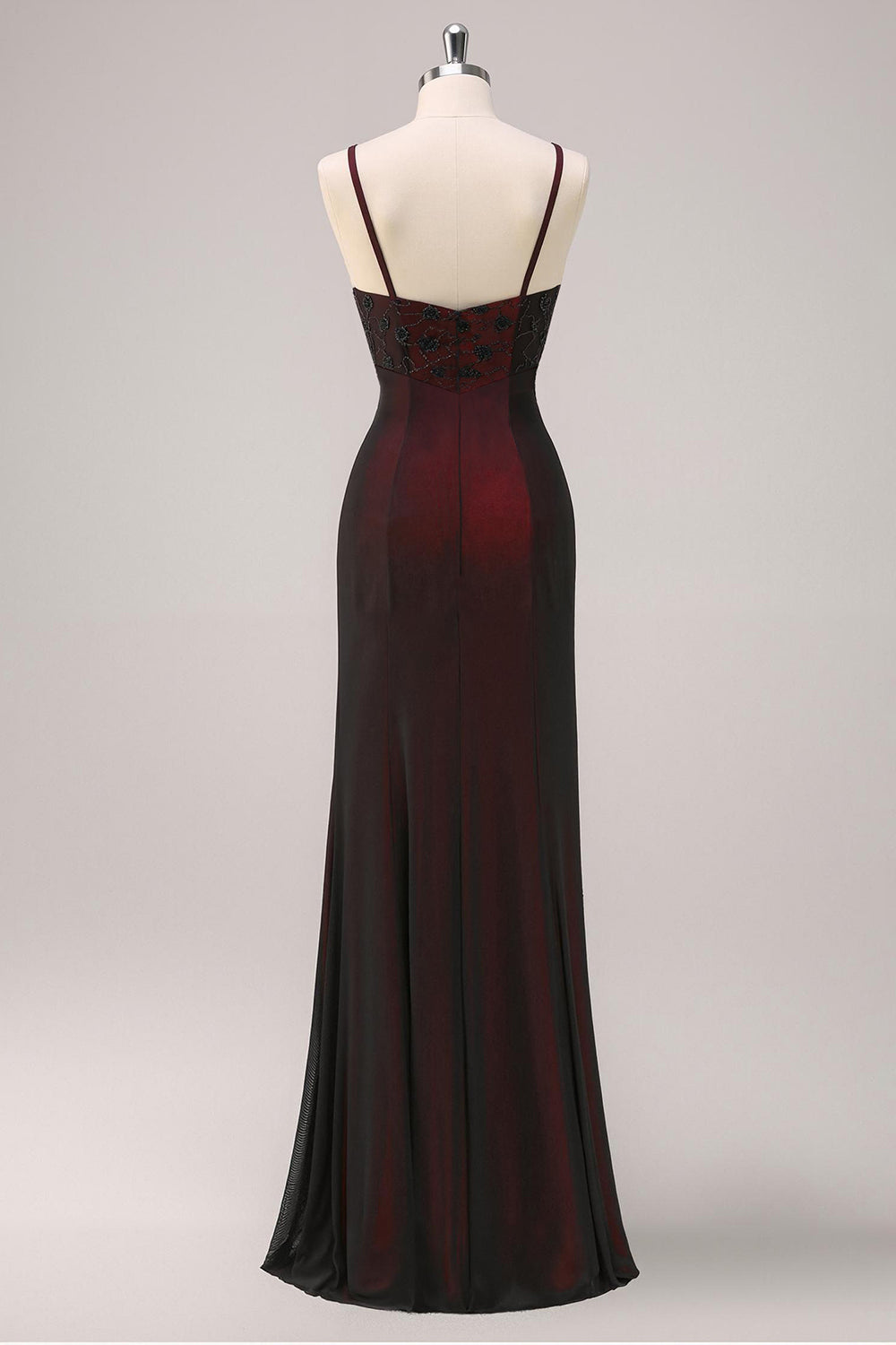 Zapakasa Women Black Red Sheath Long Formal Dress with Beading Spaghetti Straps Evening Dress Zapakasa Women Black Red Sheath Long Formal Dress with Beading Spaghetti Straps Evening Dress