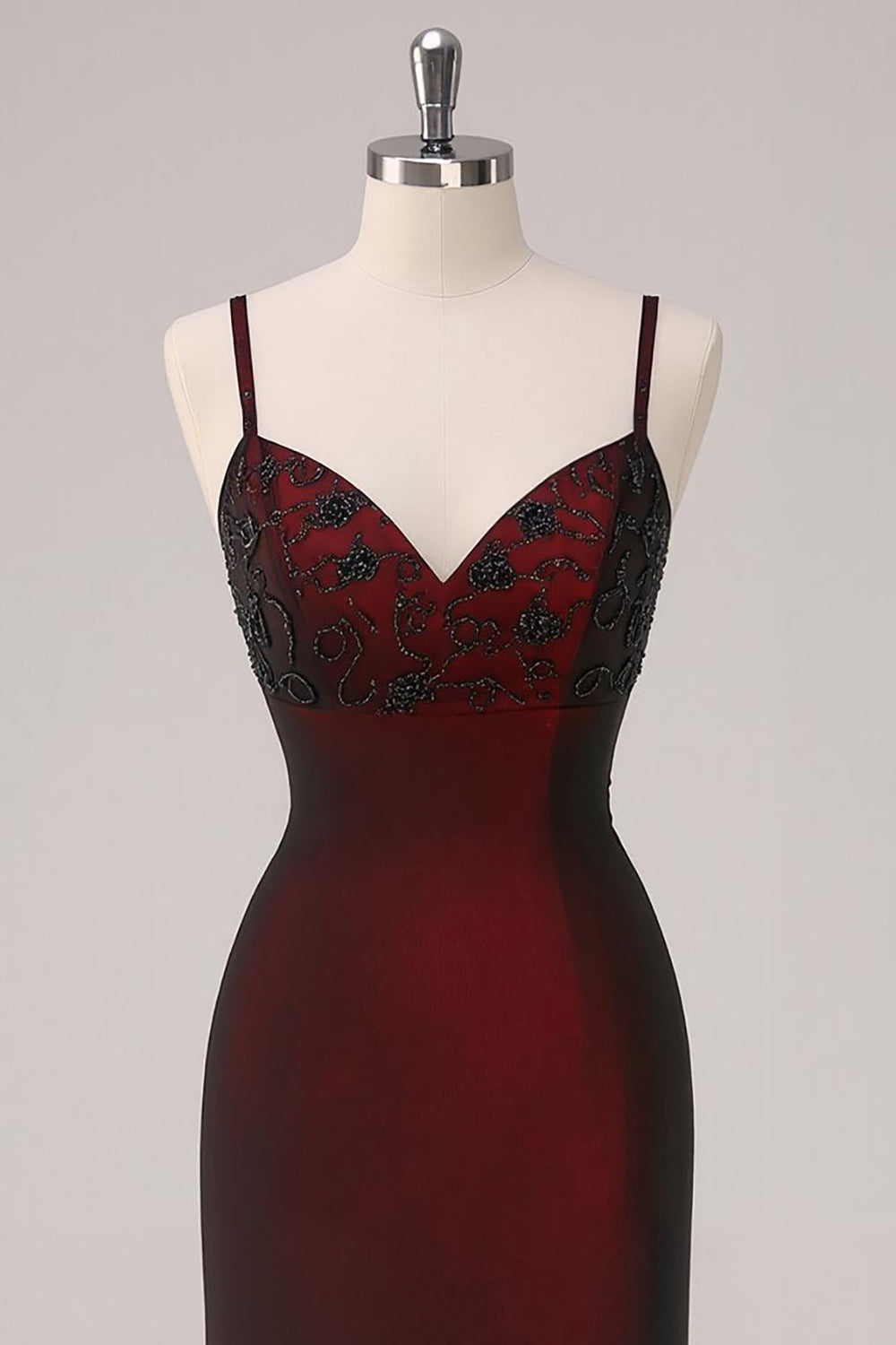Zapakasa Women Black Red Sheath Long Formal Dress with Beading Spaghetti Straps Evening Dress Zapakasa Women Black Red Sheath Long Formal Dress with Beading Spaghetti Straps Evening Dress