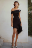 Black One Shoulder Bodycon Short Cocktail Dress