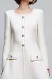 Ivory Tweed Round Neck Short A Line Homecoming Outfits with Buttons