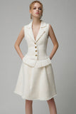 Ivory Tweed 2 Piece Notched Lapel Short Homecoming Outfits