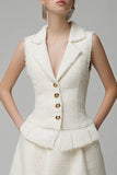 Ivory Tweed 2 Piece Notched Lapel Short Homecoming Outfits