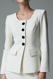 Ivory 2 Piece Bodycon Satin Short Single Breasted Business Suits