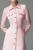 Pink Collar Pencil Single Breasted Short Blazer Dress with Sleeves