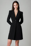Peak Lapel Black Single Breasted Short Blazer Dress with Sleeves