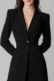Peak Lapel Black Single Breasted Short Blazer Dress with Sleeves