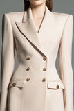Champagne Satin Double Breasted Peak Lapel Short Blazer Dress