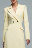 Daffodil Peak Lapel Long Sleeves High-Low Blazer Dress