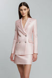 Pink 2 Piece Notched Lapel Short Business Suits with Sleeves