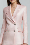 Pink 2 Piece Notched Lapel Short Business Suits with Sleeves