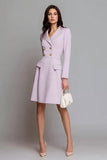 Lilac Notched Lapel Double Breasted Long Sleeves Short Blazer Dress