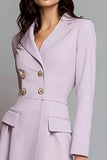 Lilac Notched Lapel Double Breasted Long Sleeves Short Blazer Dress