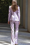 Lilac Floral Satin 2 Piece Peak Lapel Business Suits