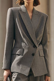 Grey 2 Piece Single Breasted Peak Lapel Business Suits with Sleeves