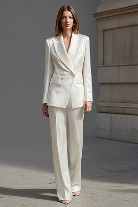 Ivory Peak Lapel Double Breasted 2 Piece Business Suits