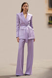Lilac 2 Piece Peak Lapel Long Sleeves Business Suits with Sash