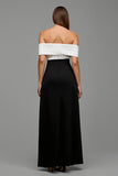 Black and White Sheath Satin Long Formal Dress with Bows