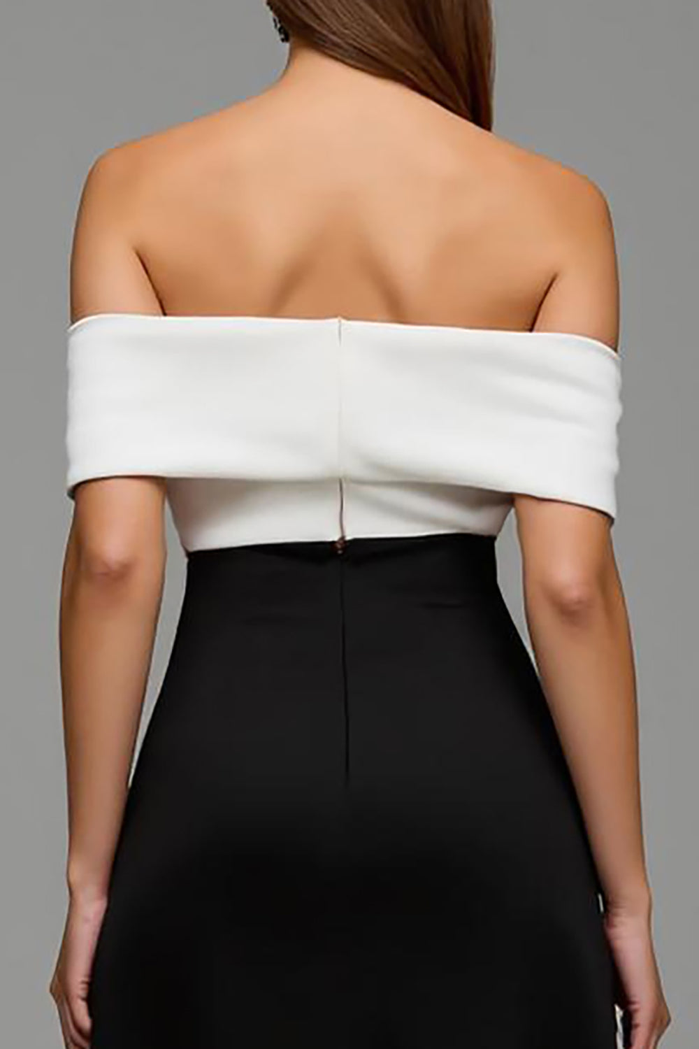 Black and White Sheath Satin Long Formal Dress with Bows