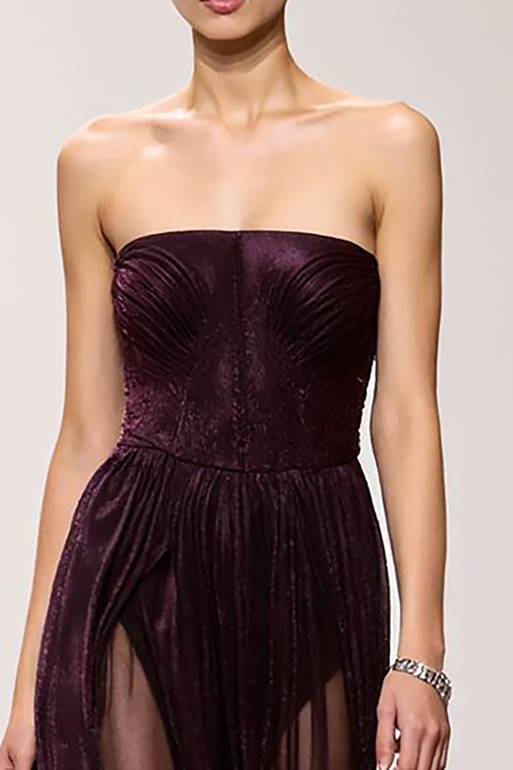 Simple Coffee Strapless Sheath Long Evening Dress