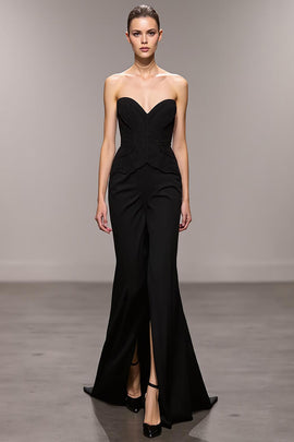 Black Sweetheart Mermaid Long Evening Dress with Slit