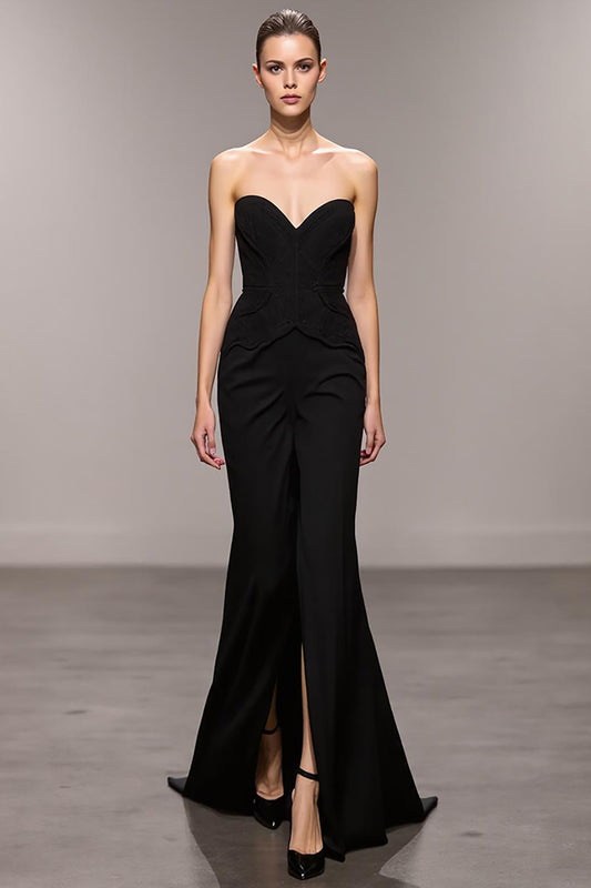 Black Sweetheart Mermaid Long Evening Dress with Slit