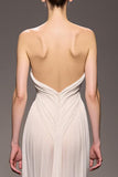 Elegant Ivory Sweetheart Sheath Ruched Long Evening Dress
