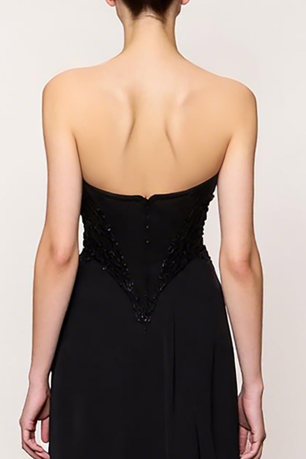 Simple Black Sweetheart Sheath Long Evening Dress with Slit