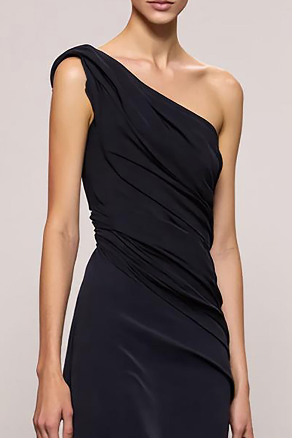 Black Sheath Backless One Shoulder Long Evening Dress