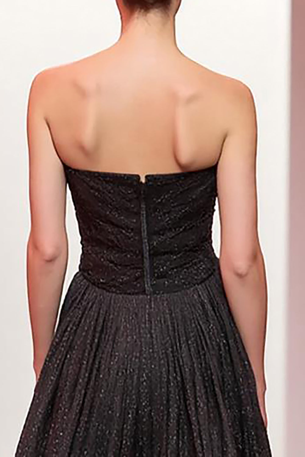 Sparkly Black Strapless Long A Line Evening Dress