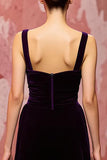 Simple Dark Purple Velvet A Line Long Holiday Party Dress