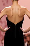 Black Velvet Mermaid Strapless Long Holiday Party Dress