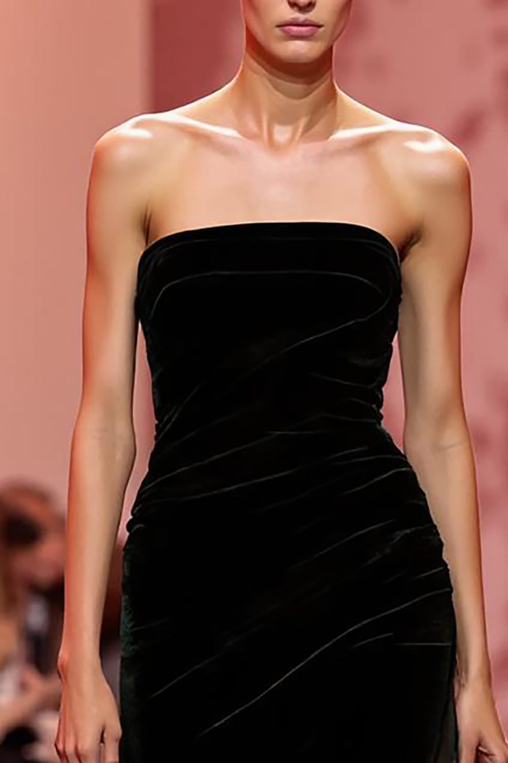 Black Velvet Mermaid Strapless Long Holiday Party Dress