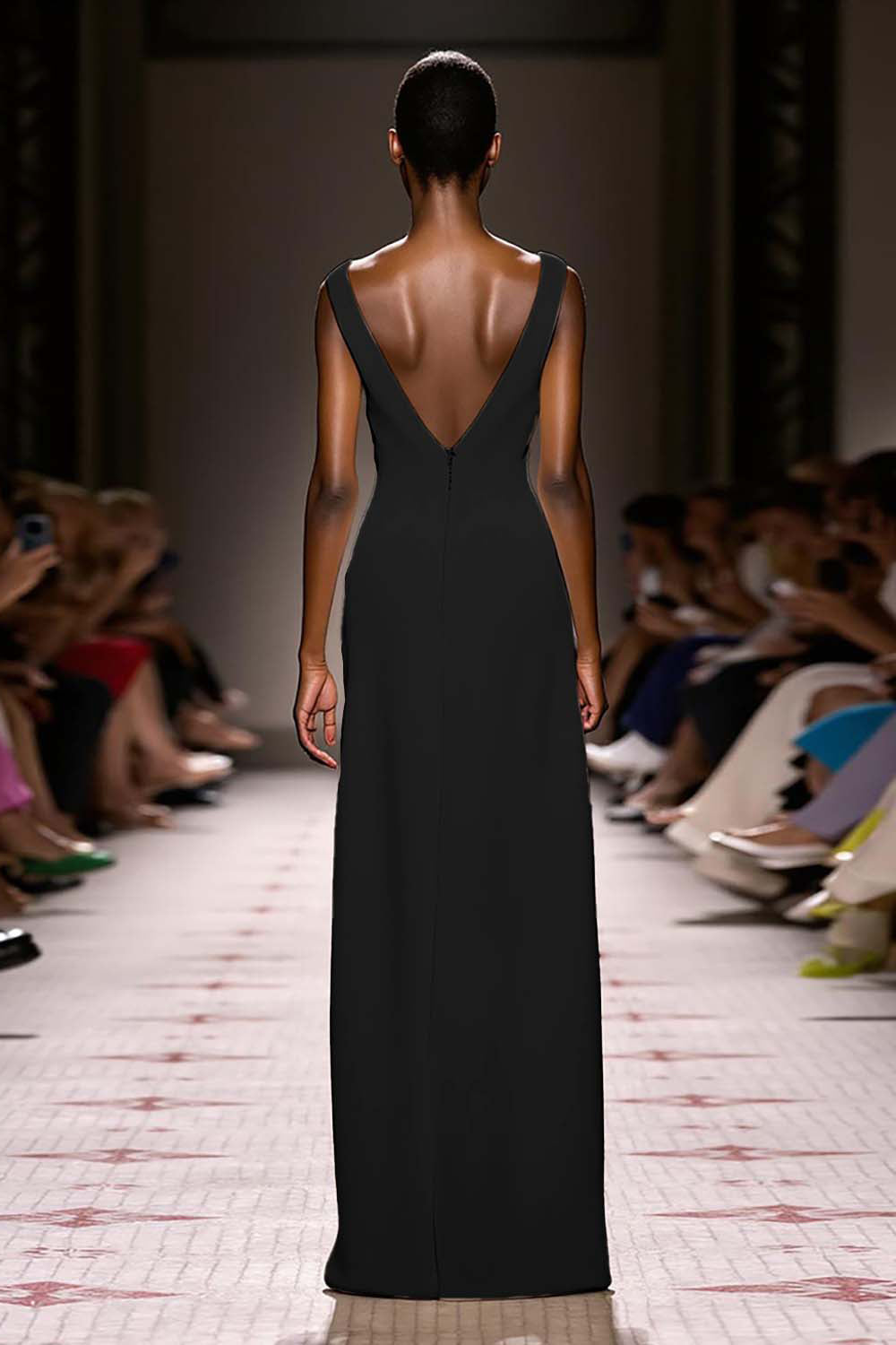 Simple Ivory V-Neck Sheath Satin Backless Long Evening Dress