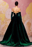 Dark Red Velvet A Line Long Off the Shoulder Evening Dress