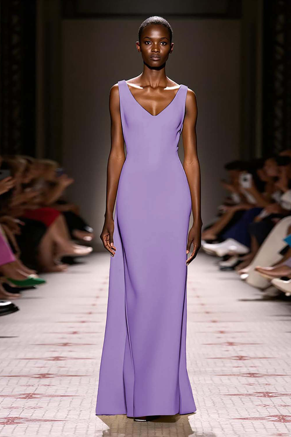 Simple Ivory V-Neck Sheath Satin Backless Long Evening Dress