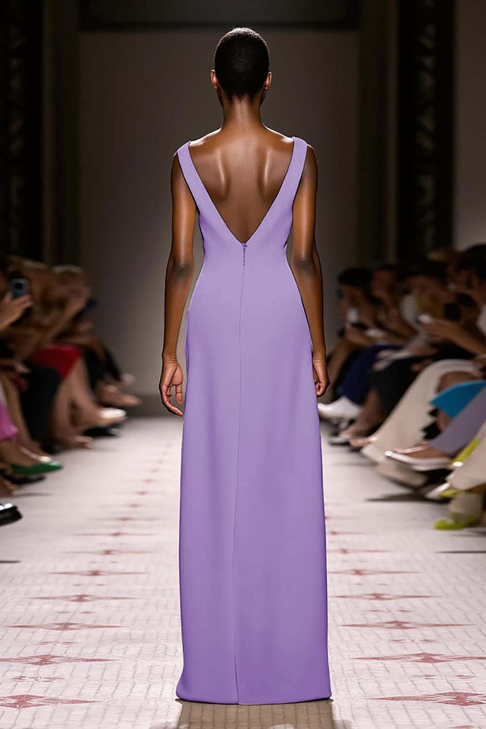 Simple Ivory V-Neck Sheath Satin Backless Long Evening Dress