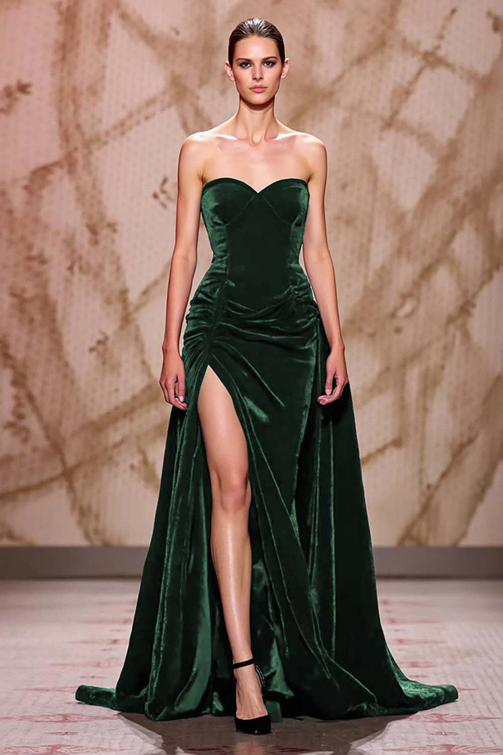 Zapakasa Women Dark Red Velvet Long Evening Dress with Slit Sweetheart A Line Holiday Party Dress Zapakasa Women Dark Red Velvet Long Evening Dress with Slit Sweetheart A Line Holiday Party Dress
