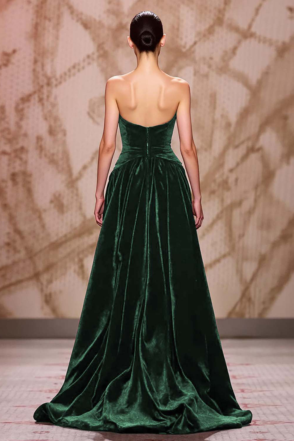 Dark Red Velvet Sweetheart Long Evening Dress with Slit