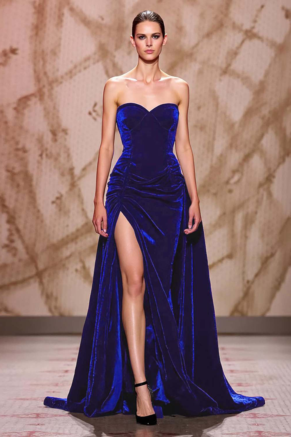 Zapakasa Women Dark Red Velvet Long Evening Dress with Slit Sweetheart A Line Holiday Party Dress Zapakasa Women Dark Red Velvet Long Evening Dress with Slit Sweetheart A Line Holiday Party Dress