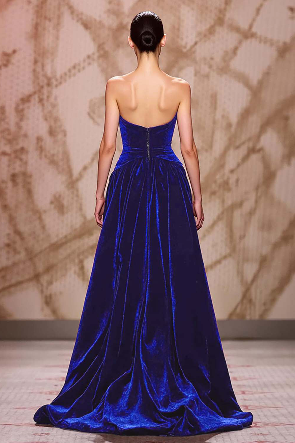 Dark Red Velvet Sweetheart Long Evening Dress with Slit