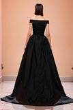 Black Corset Off the Shoulder Long Evening Dress with Slit