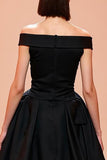 Black Corset Off the Shoulder Long Evening Dress with Slit