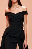 Black Corset Off the Shoulder Long Evening Dress with Slit