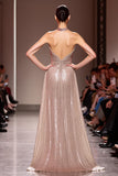 Sparkly Champagne Sequin Halter Backless Long Evening Dress