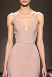 Simple Champagne Satin Mermaid Backless Long Evening Dress