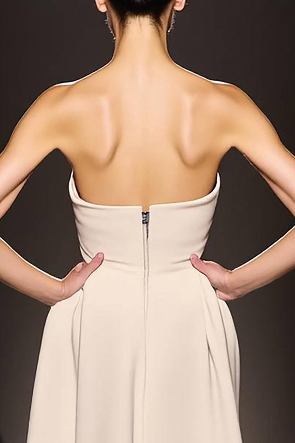Simple Ivory Sheath Strapless Backless Satin Long Evening Dress