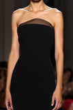 Simple Black Strapless Sheath Long Evening Dress